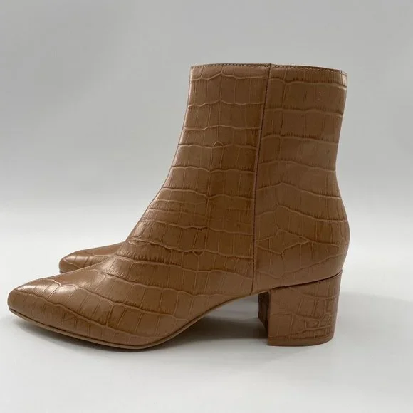 Dolce Vita Women’s Bel Booties Cafe Croc Croco Print Leather Tan sz 9 NEW IN BOX - Picture 6 of 8